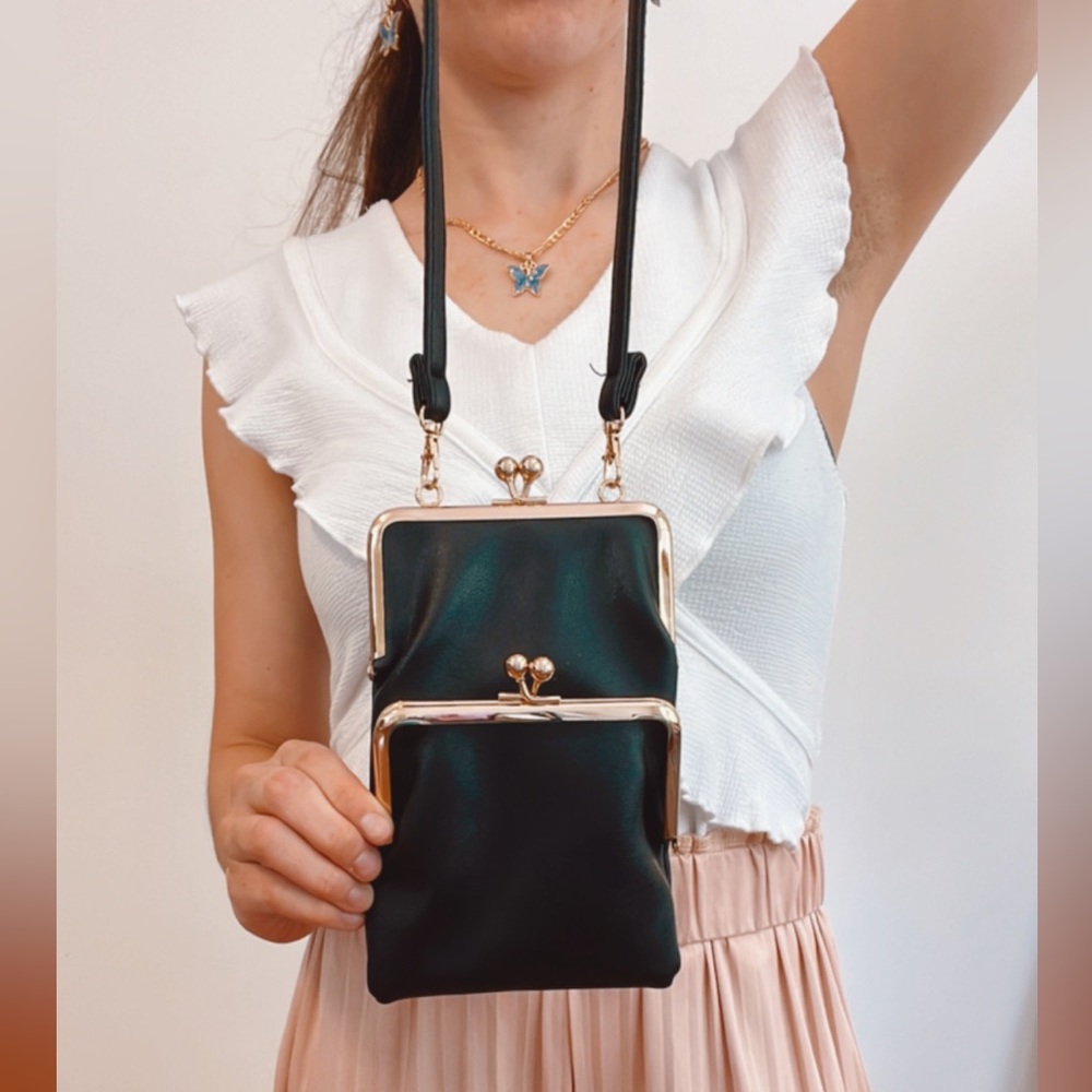 Black dual coin purse